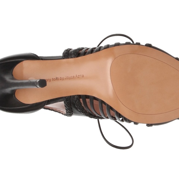 Avec Les Filles Black Joyce Lace Up Open Toe Stiletto Heel Pump Booties Shooties - Picture 7 of 13